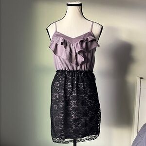 Xhilaration Purple and Black Lace Sleeveless Mini Dress